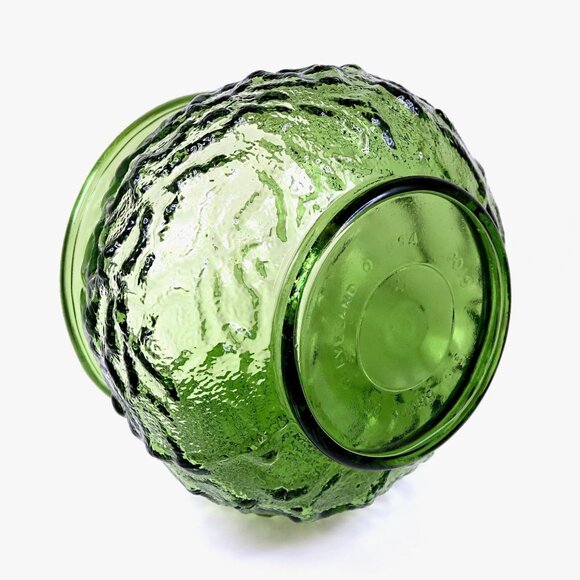 E.O. Brody Indiana Green Crinkle Glass Bowl Vase - Vintage Mid-Century Decor - Picture 4 of 5